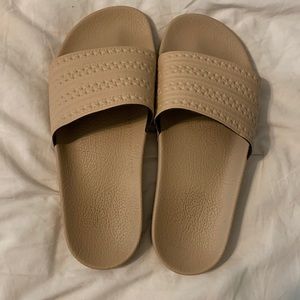 Tan adidas slides